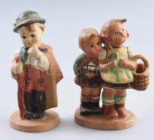 2 db Hummel jellegű magyar kerámia figura. Kézzel festett, jelzett, kopásokkal 12,14 cm