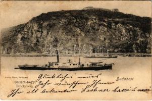 1901 Budapest XI. Gellérthegy, Citadella, MÁV "LUKÁCS BÉLA" vontatóhajó. Anton Ganz kiadása (kis szakadás / small tear)