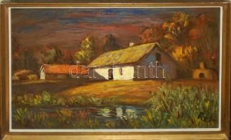 Réti Mátyás (1922-2002): Ház a parton, olaj-farost, jelzett, keretben 66x86cm