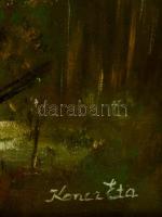 Koncz Eta (?-2016): Kilátás a dombról. Olaj, farost, jelzett, keretben, 37×56 cm