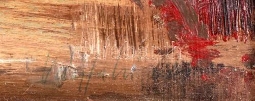 Vágfalvi Ottó (1925-2015) : Nádas széle. Olaj, farost, jelzett, keretben, 30×40 cm