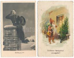 12 db RÉGI főleg újévi és karácsonyi üdvözlő képeslap vegyes minőségben / 12 pre-1945 mostly New Yea...