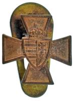 1940. "Nemzetvédelmi Kereszt" bronz miniatűr gomblyukjelvénye (15x15mm) T:AU Hungary 1940. "National Defense Cross" bronze miniature buttonhole badge (15x15mm) C:AU