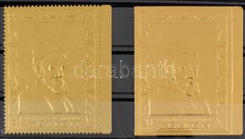 1969 Rembrandt festmény aranyfóliás bélyeg fogazott és vágott Mi 716 A+B