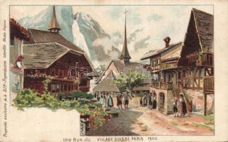 Paris 1900 Exhibition swiss village litho s: L. Trinquier Trianon (EB)