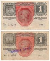 1916. 1K (2x) egyik zöld "DEUTSCHÖSTERREICH" bélyegzéssel az elő-, másik "GONDA JENŐ&...