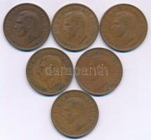 Ausztrália 1942-1952. 1p bronz "VI. György" (6db) T:XF,VF
Australia 1942-1952. 1 Penny br...