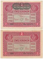 1917. 2K (2x) egyik zöld "DEUTSCHÖSTERREICH" felülbélyegzéssel T:F