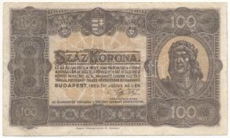 1923. 100K "Magyar Pénzjegynyomda Rt." nyomdahely jelöléssel T:F Adamo K25