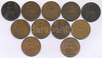 Nagy-Britannia 1898-1967. 1p bronz (11db, 9xklf) T:AU-VG
United Kingdom 1898-1967. 1 Penny bronze (...