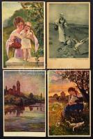 60 db RÉGI festmény művészeti motívum képeslap vegyes minőségben / 60 pre-1945 art motive postcards in mixed quality