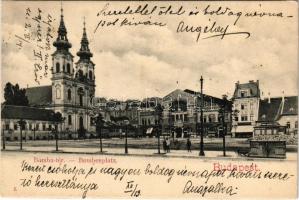 1904 Budapest I. Bomba tér (ma Batthyány tér), templom, vásárcsarnok, Wirth Antal, Petz Ágoston üzlete (EK)