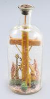 1941 Türelemüveg kálváriajelenettel, m: 14 cm