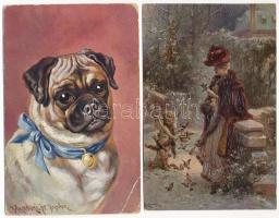 38 db RÉGI festmény művészeti motívum képeslap vegyes minőségben, közte litho is / 38 pre-1945 art m...