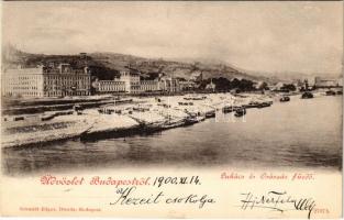 1900 Budapest II. Lukács és Császár fürdő, rakpart és útépítési munkák