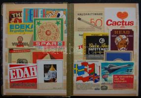 150 db nagyalakú külföldi gyufacímke berakóban, főleg nyugat európai országokból