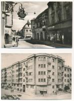 Győr - 6 db modern Képzőművészeti Alap képeslap (Állami áruház, Szabadság tér, Városi tanácsháza, au...