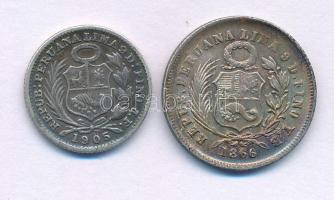 Peru 1866. 1D Ag + 1905. 1/2D Ag T:XF,VF patina
Peru 1866. 1 Dinero Ag + 1905. 1/2 Dinero Ag C:XF,V...