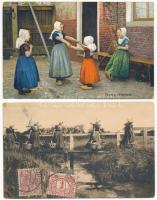 4 db RÉGI holland folklór motívum képeslap / 4 pre-1945 Dutch folklore motive postcards