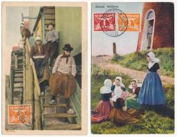 4 db RÉGI holland folklór motívum képeslap / 4 pre-1945 Dutch folklore motive postcards