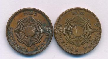 Peru 1895. 2c bronz + 1919. 2c bronz T:XF,VF patina
Peru 1895. 2 Centavos bronze + 1919. 2 Centavos...