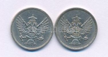 Montenegró 1906-1914. 10p Ni (2xklf) T:XF ph, kis ü.
Montenegro 1906-1914. 10 Para Ni (2xdiff) C:XF...