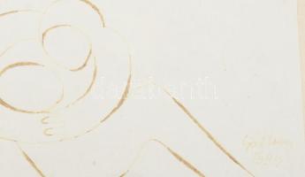 Gál Vera (-): Szerelem, 1994.Tus, papír, jelzett, üvegezett fakeretben, 9,5×21 cm