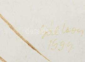 Gál Vera (-): Szerelem, 1994.Tus, papír, jelzett, üvegezett fakeretben, 9,5×21 cm