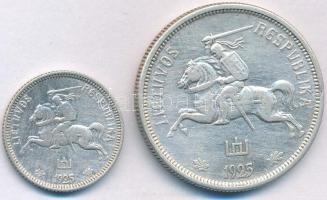 Litvánia 1925. 1L Ag + 5L Ag T:XF,VF  Lithuania 1925. 1 Litas Ag + 5 Litai Ag C:XF,VF Krause KM#76, KM#78
