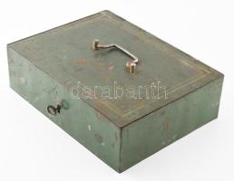 Antik vas pénzkazetta. Kulccsal 34x25x10 cm