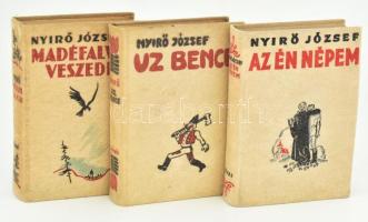Nyirő József 3 műve: Az én népem; Uz Bence; Madéfalvi veszedelem. Bp., 1935-1936-1939, Révai. Kiadói festett halinakötésben, egyikben ex librissel és tulajdonosi névbejegyzéssel.