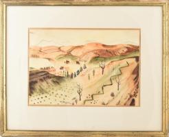 Freytag Zoltán (1901-1983): Tihanyi belső tó, 1939. Akvarell, papír. Jelzett. 29x43 cm. Dekoratív, ü...