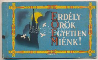 Erdély Örök Egyetlen Miénk! - 4 db régi erdélyi irredenta művészlap egy képeslapfüzetben Gebhardt és Szilágyi aláírásaival / Postcard booklet with 4 pre-1945 Transylvanian irredenta art postcards with the signatures of Gebhardt and Szilágyi