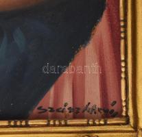 Szász István (1878-1965): Virágárus lány. Olaj, karton, jelzett. Dekoratív, kissé sérült fakeretben,...