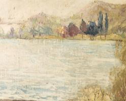 Tihanyi János Lajos (1892-1957): Balaton. Olaj, vászon, jelezve jobbra lent. Dekoratív, régi fakeret...