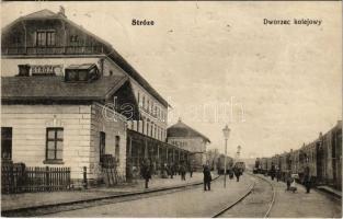 1914 Stróze, Dworzec kolejowy / railway station, locomotive, train (EK)