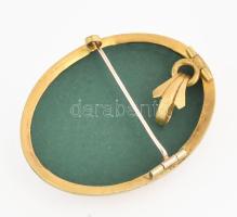 14K arany (Au) bross. gyönggyel és zafirral ékítve jelzett nettó 7,82 g + üveg 35 mm