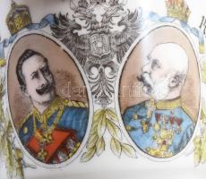 cca 1915 Világháborús propaganda bögre, II. Vilmos és Ferenc József arcképével, jelzés nélkül, kis s...