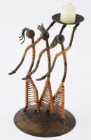Art deco afrikai lányok, Bronz gyertyatartó, iparművész, jelzés nélkül 29 cm