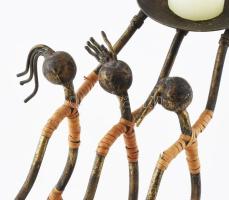 Art deco afrikai lányok, Bronz gyertyatartó, iparművész, jelzés nélkül 29 cm