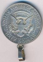 Amerikai Egyesült Államok 1968D 1/2$ Ag "Kennedy" füllel, medállá alakítva T:XF patina
US...