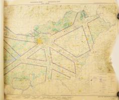 1983 Légiforgalmi térkép,Aeroneutical Chart, ICAO 1:500.000, KM Légügyi Főosztály, szakadással, 79x115 cm.