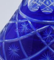 Köszörült mintás kék dekantáló üveg, jelzés nélkül, hibátlan, m: 23 cm