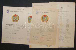 cca 1903-1970 9 db vegyes oklevél és bizonyítvány / 9 warrants