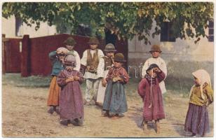 Rumänische Dorfjugend. Balkan, Reihe II. Römmler & Jonas / Román folklór, falusi gyerekek / Romanian folklore, village children (fa)