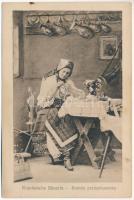 Romänische Bäuerin. Kunstanstalt Jos. Drotleff, Hermannstadt Nr. 406. 1917. / Román parasztasszony / Romanian folklore, peasant woman (fl)