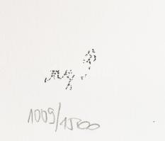 Reigl Judit (1923-2020): Portré. Szitanyomat, papír, jelzett a nyomaton, számozott: 1009/1500, 19,5x...