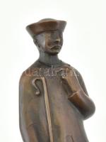 Olcsai Kiss Zoltán (1895-1981): Juhász. Patinázott bronz, márvány talapzaton. Jelzett, kis kopással,...