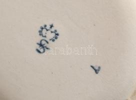 Sitzendorf nagy méretű kerámia sörös korsó, fém fedéllel 25 cm