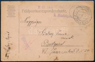 1917 Tábori posta levelezőlap "M. kir. pécsi 19. népfölkelő ..." + "EP VALJEVO b&quot...